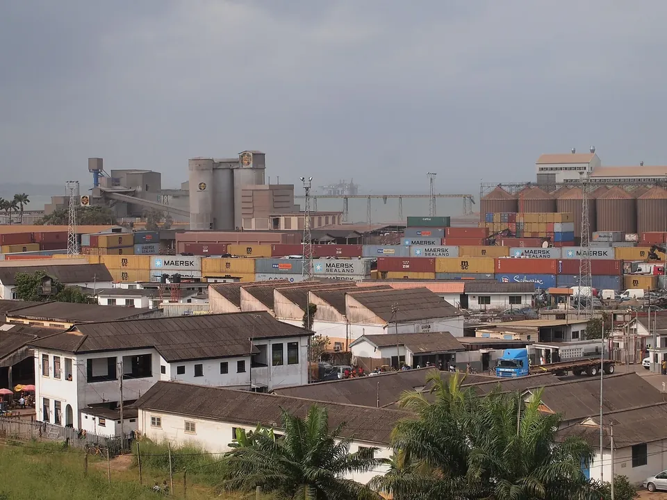 Ships and quayside at Takoradi Harbour in the Western Region