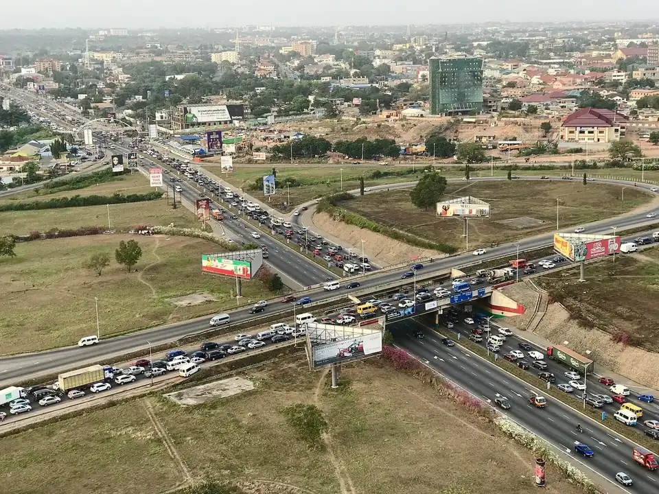 Vehicles on the Tetteh Quarshie Interchange, one of Accra’s busiest junctions