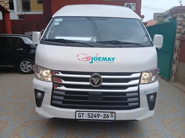 Joemay - white Foton minibus, front view